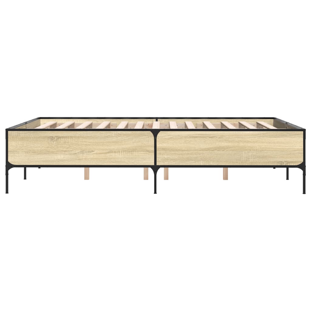 Bedframe bewerkt hout metaal sonoma eikenkleurig 90x190 cm Bedden & bedframes | Creëer jouw Trendy Thuis | Gratis bezorgd & Retour | Trendy.nl