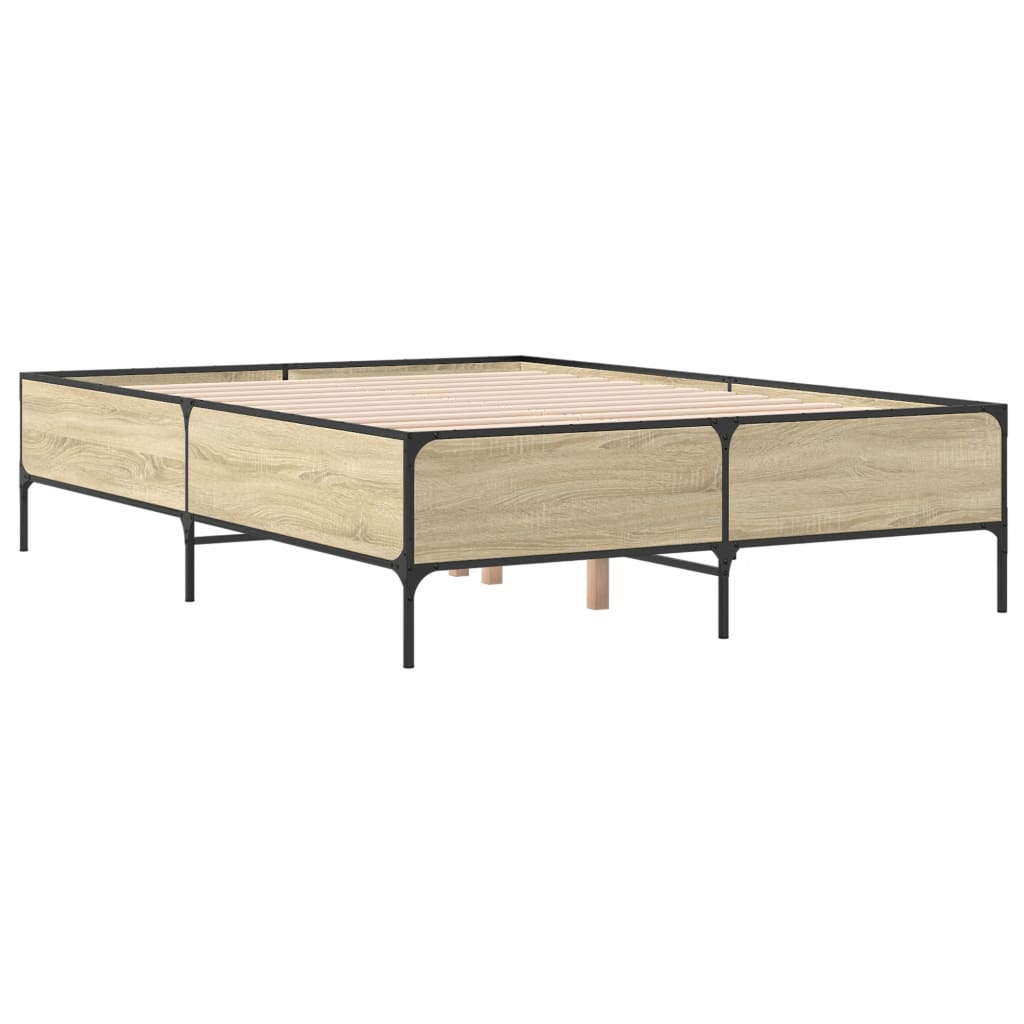 Bedframe bewerkt hout metaal sonoma eikenkleurig 90x190 cm Bedden & bedframes | Creëer jouw Trendy Thuis | Gratis bezorgd & Retour | Trendy.nl