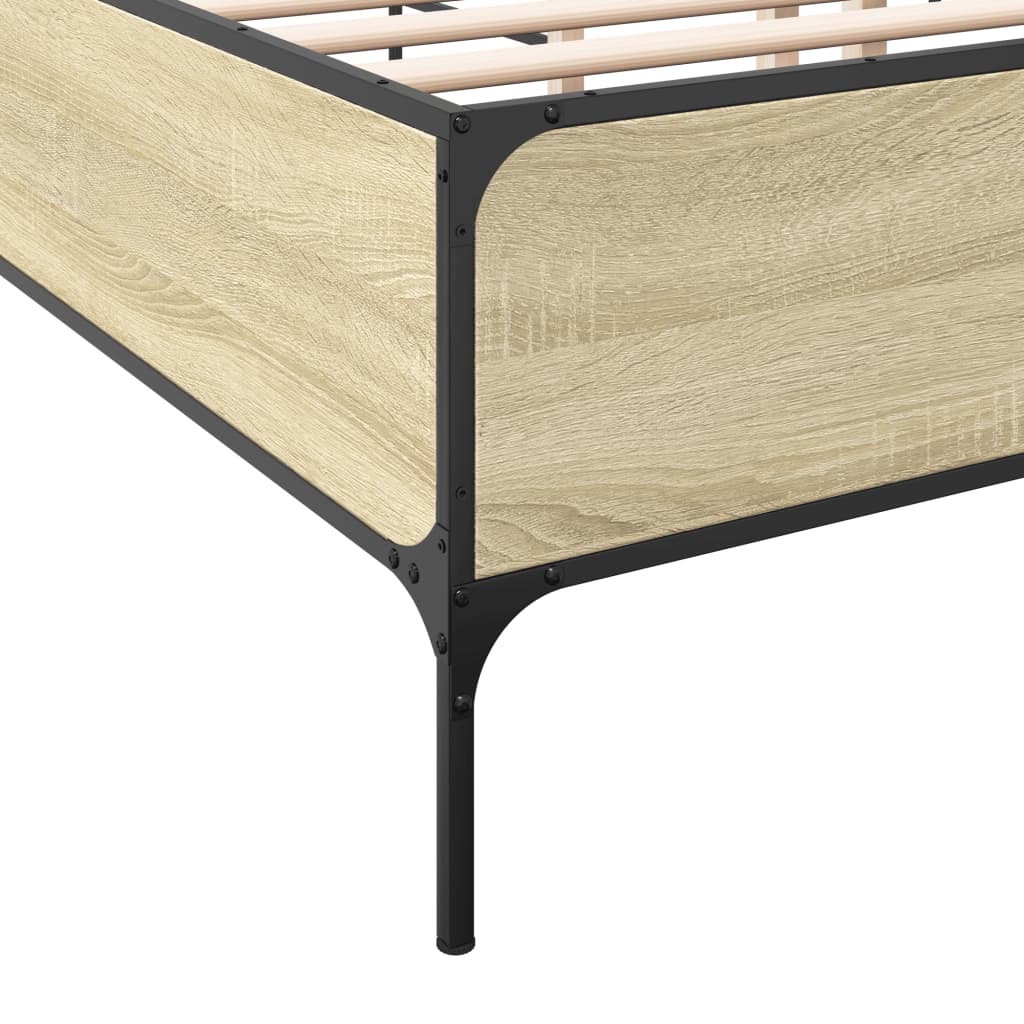 Bedframe bewerkt hout metaal sonoma eikenkleurig 90x190 cm Bedden & bedframes | Creëer jouw Trendy Thuis | Gratis bezorgd & Retour | Trendy.nl