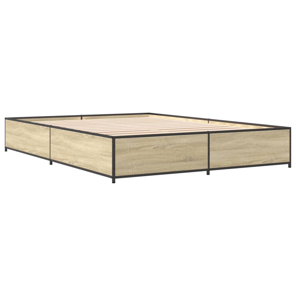 Bedframe bewerkt hout metaal sonoma eikenkleurig 90x190 cm Bedden & bedframes | Creëer jouw Trendy Thuis | Gratis bezorgd & Retour | Trendy.nl