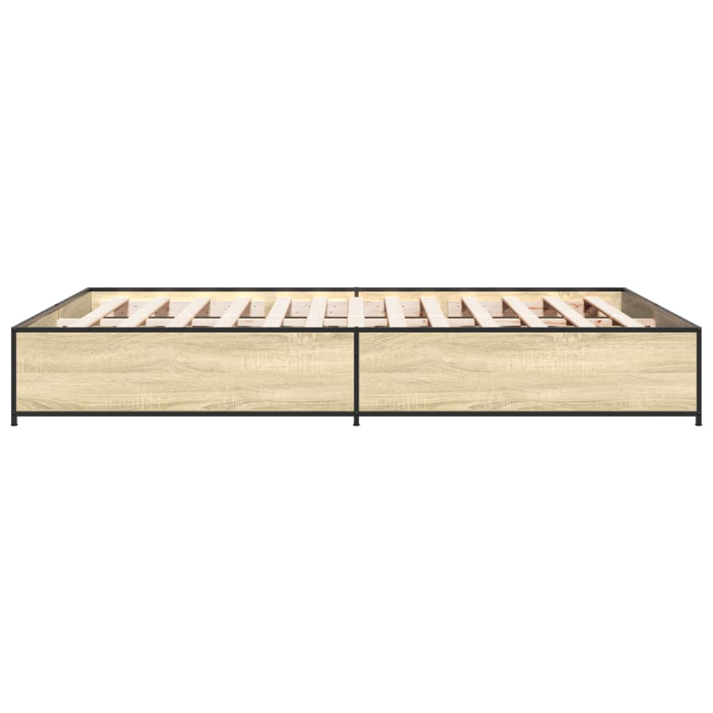 Bedframe bewerkt hout metaal sonoma eikenkleurig 90x190 cm Bedden & bedframes | Creëer jouw Trendy Thuis | Gratis bezorgd & Retour | Trendy.nl