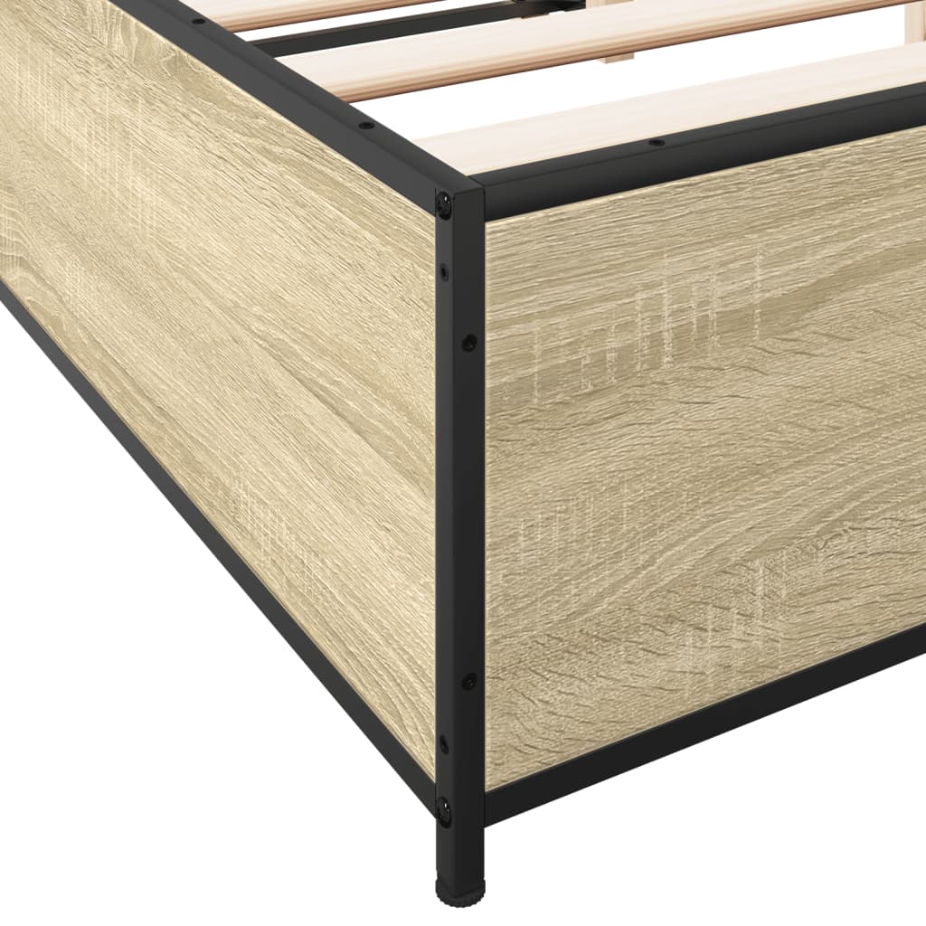 Bedframe bewerkt hout metaal sonoma eikenkleurig 90x190 cm Bedden & bedframes | Creëer jouw Trendy Thuis | Gratis bezorgd & Retour | Trendy.nl