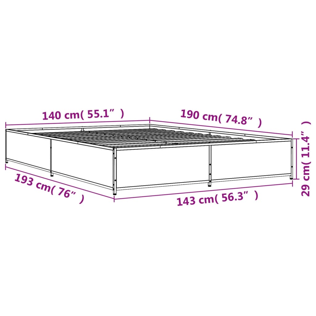 Bedframe bewerkt hout metaal sonoma eikenkleurig 90x190 cm Bedden & bedframes | Creëer jouw Trendy Thuis | Gratis bezorgd & Retour | Trendy.nl