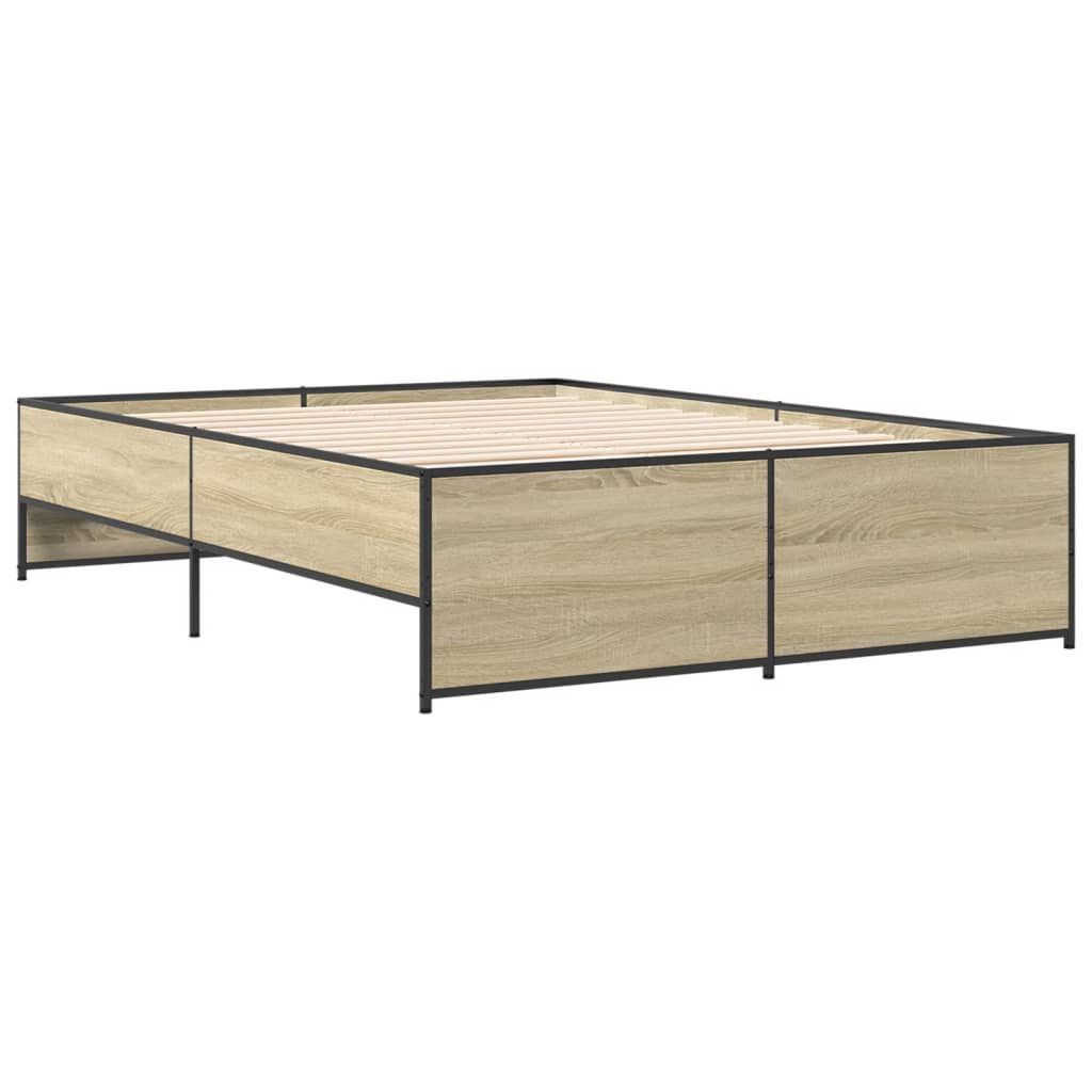 Bedframe bewerkt hout metaal sonoma eikenkleurig 90x190 cm Bedden & bedframes | Creëer jouw Trendy Thuis | Gratis bezorgd & Retour | Trendy.nl