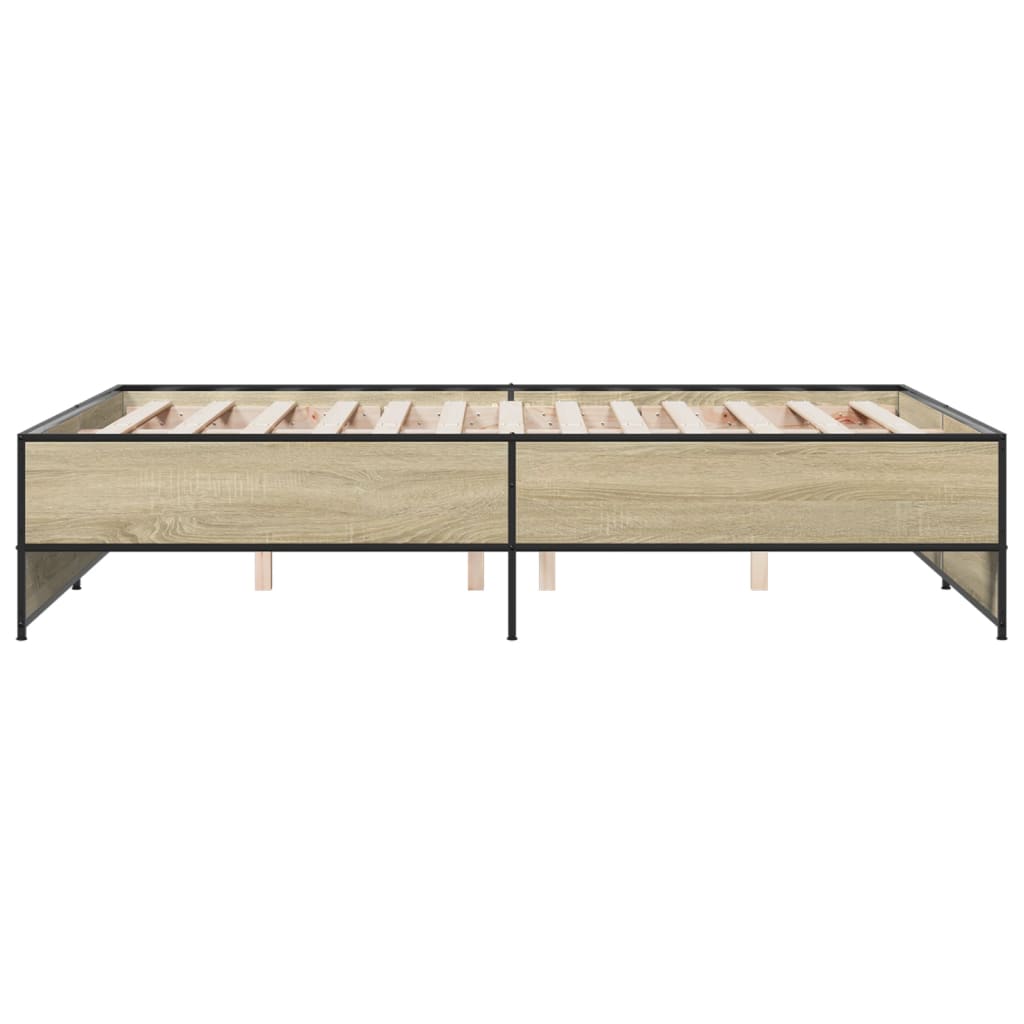 Bedframe bewerkt hout metaal sonoma eikenkleurig 90x190 cm Bedden & bedframes | Creëer jouw Trendy Thuis | Gratis bezorgd & Retour | Trendy.nl