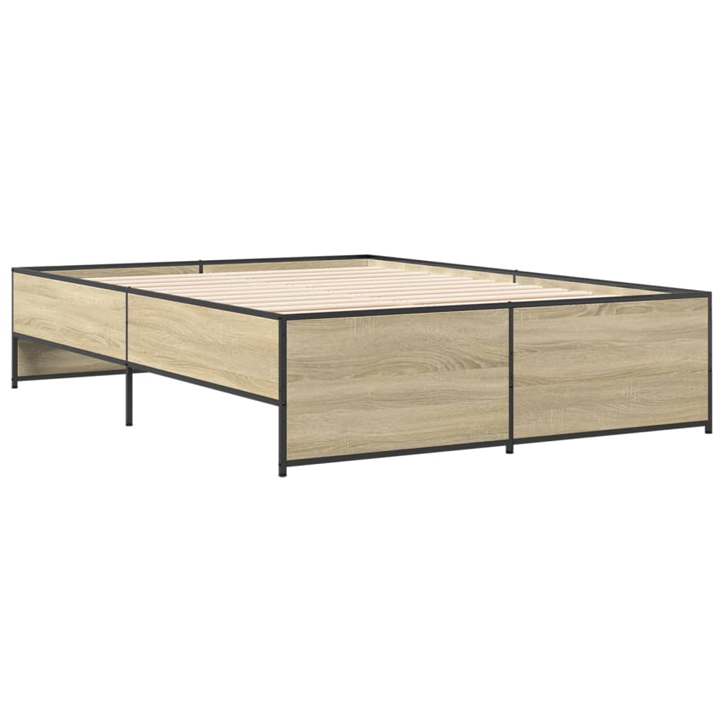 Bedframe bewerkt hout metaal sonoma eikenkleurig 90x190 cm Bedden & bedframes | Creëer jouw Trendy Thuis | Gratis bezorgd & Retour | Trendy.nl