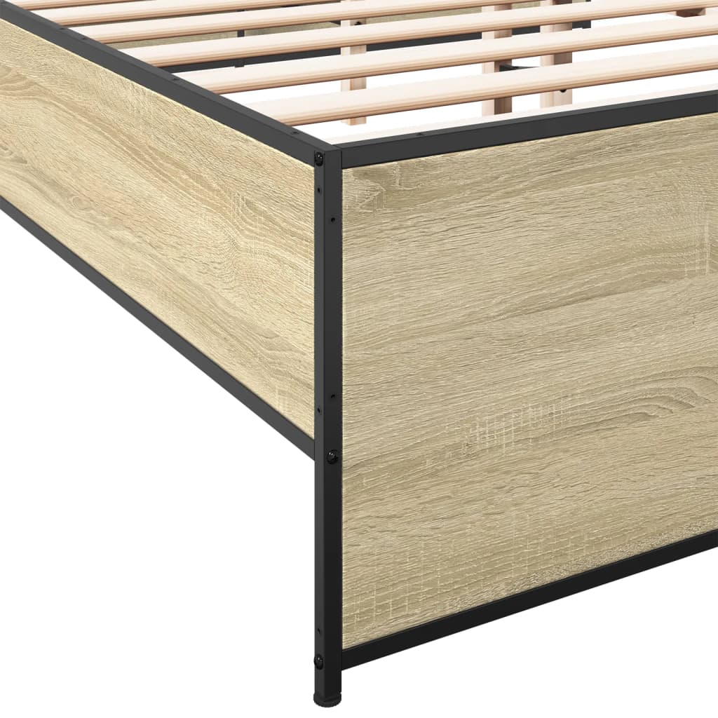 Bedframe bewerkt hout metaal sonoma eikenkleurig 90x190 cm Bedden & bedframes | Creëer jouw Trendy Thuis | Gratis bezorgd & Retour | Trendy.nl