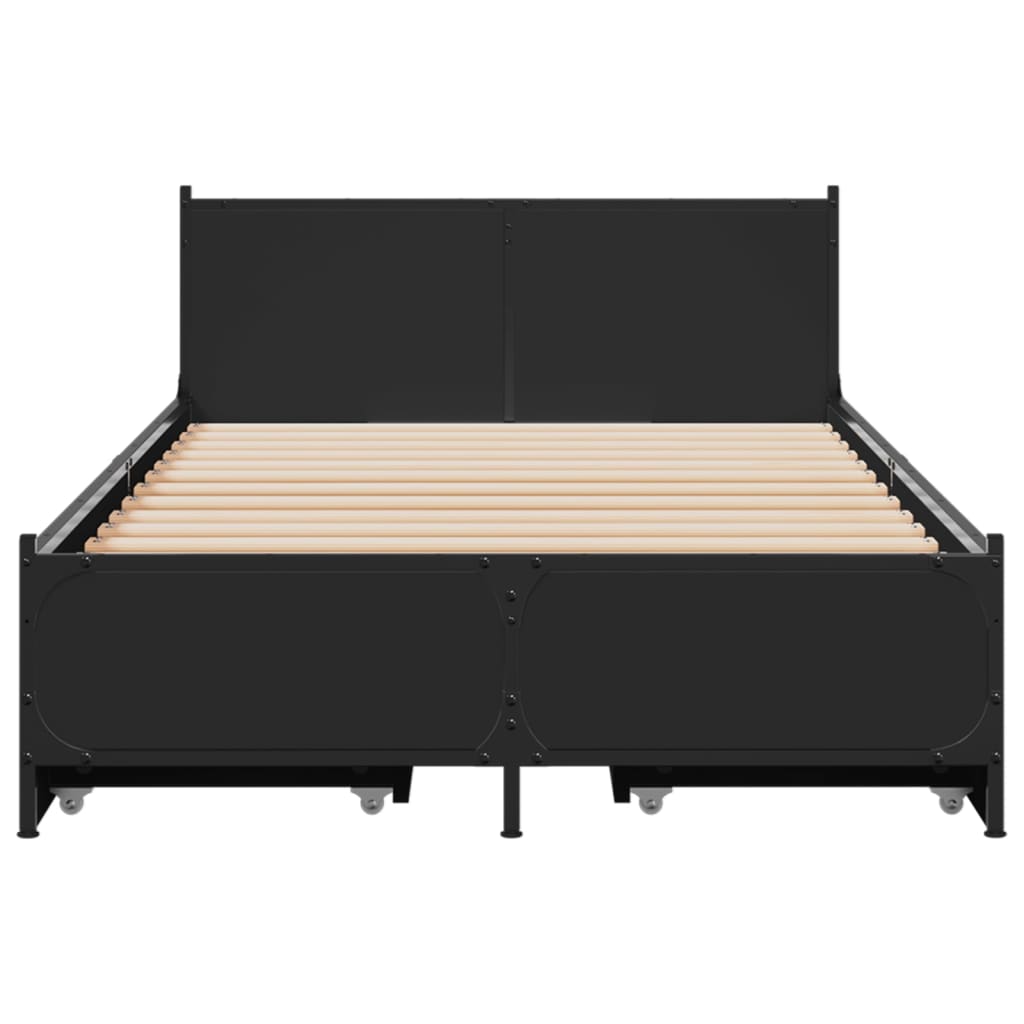 Bedframe met lades bewerkt hout zwart 90x190 cm Bedden & bedframes | Creëer jouw Trendy Thuis | Gratis bezorgd & Retour | Trendy.nl