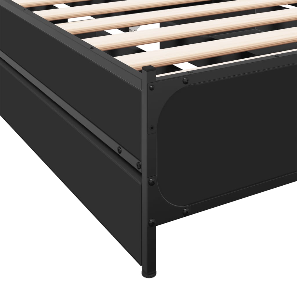 Bedframe met lades bewerkt hout zwart 90x190 cm Bedden & bedframes | Creëer jouw Trendy Thuis | Gratis bezorgd & Retour | Trendy.nl