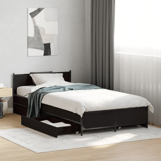 Bedframe met lades bewerkt hout zwart 90x190 cm Bedden & bedframes | Creëer jouw Trendy Thuis | Gratis bezorgd & Retour | Trendy.nl