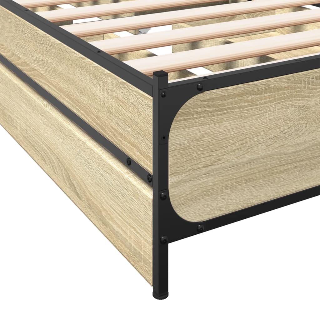 Bedframe met lades bewerkt hout sonoma eikenkleurig 90x190 cm Bedden & bedframes | Creëer jouw Trendy Thuis | Gratis bezorgd & Retour | Trendy.nl