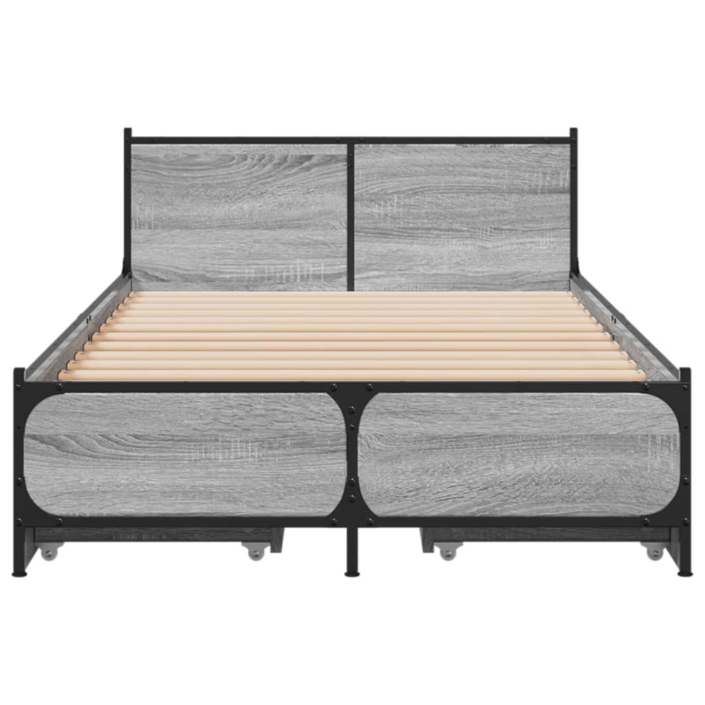 Bedframe met lades bewerkt hout grijs sonoma eiken 90x190 cm Bedden & bedframes | Creëer jouw Trendy Thuis | Gratis bezorgd & Retour | Trendy.nl