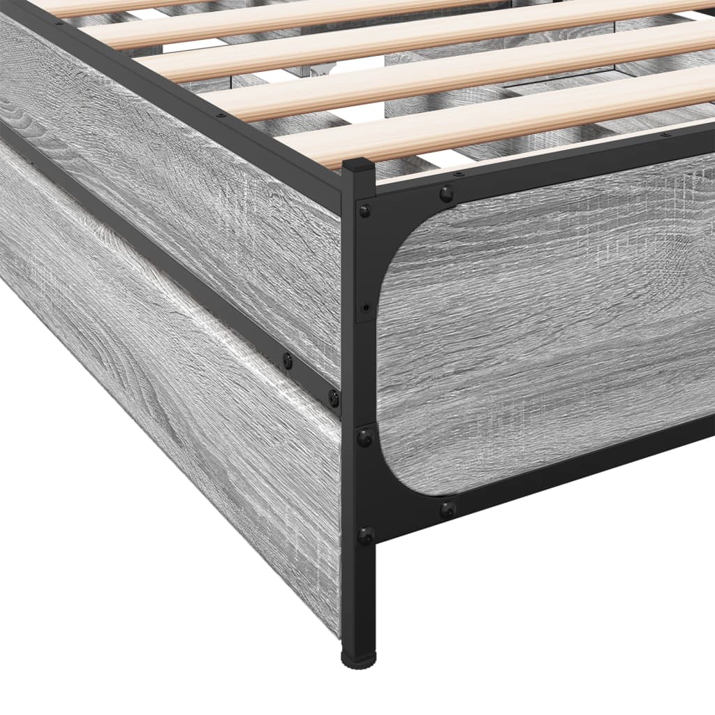 Bedframe met lades bewerkt hout grijs sonoma eiken 90x190 cm Bedden & bedframes | Creëer jouw Trendy Thuis | Gratis bezorgd & Retour | Trendy.nl