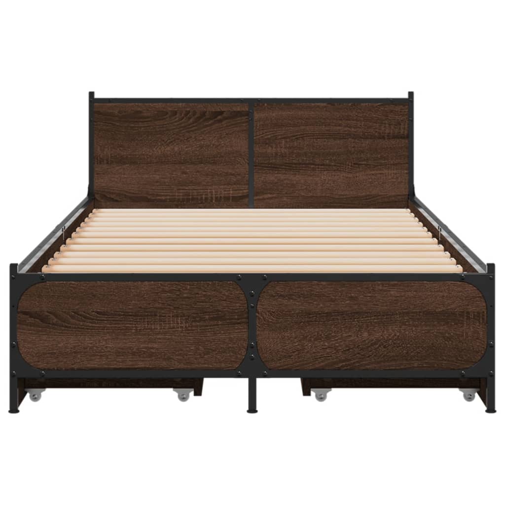 Bedframe met lades bewerkt hout bruin eikenkleur 90x190 cm Bedden & bedframes | Creëer jouw Trendy Thuis | Gratis bezorgd & Retour | Trendy.nl