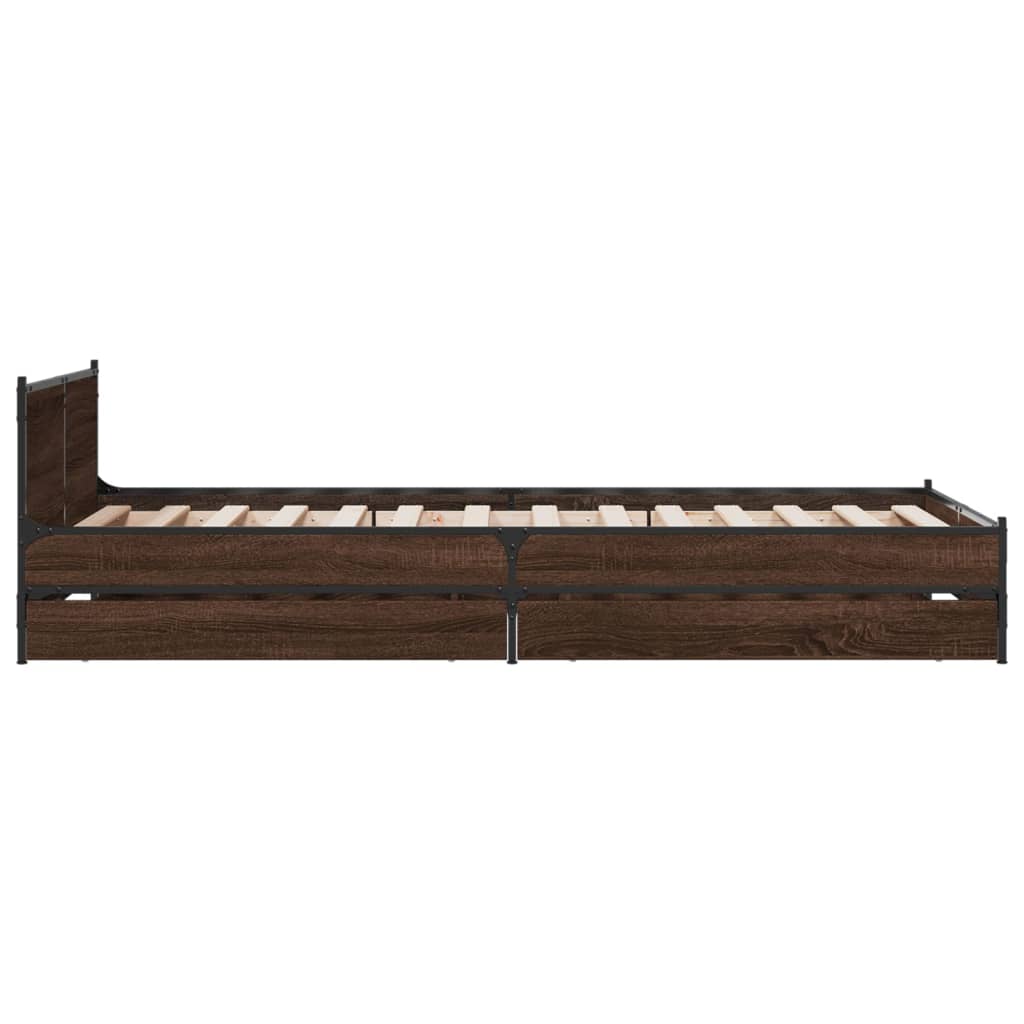 Bedframe met lades bewerkt hout bruin eikenkleur 90x190 cm Bedden & bedframes | Creëer jouw Trendy Thuis | Gratis bezorgd & Retour | Trendy.nl