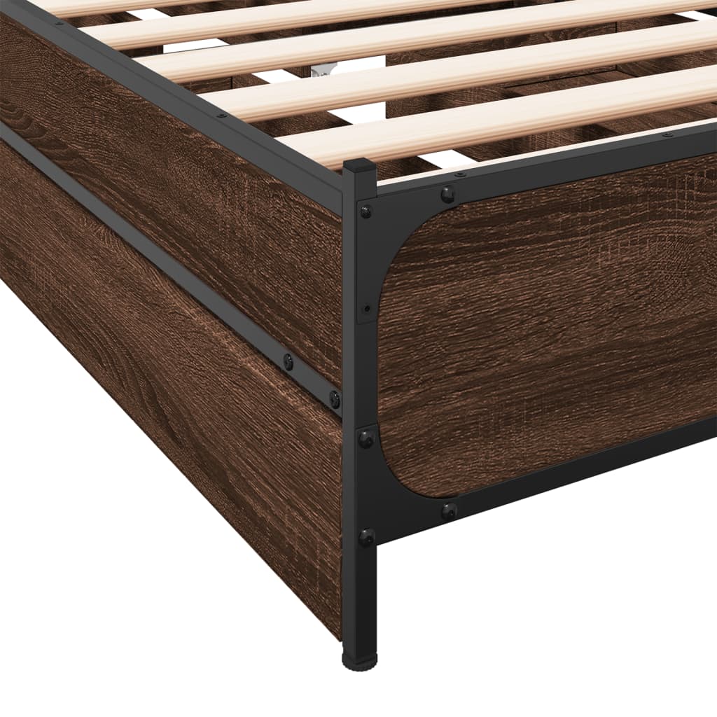 Bedframe met lades bewerkt hout bruin eikenkleur 90x190 cm Bedden & bedframes | Creëer jouw Trendy Thuis | Gratis bezorgd & Retour | Trendy.nl