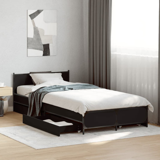 Bedframe met lades bewerkt hout zwart 90x200 cm Bedden & bedframes | Creëer jouw Trendy Thuis | Gratis bezorgd & Retour | Trendy.nl