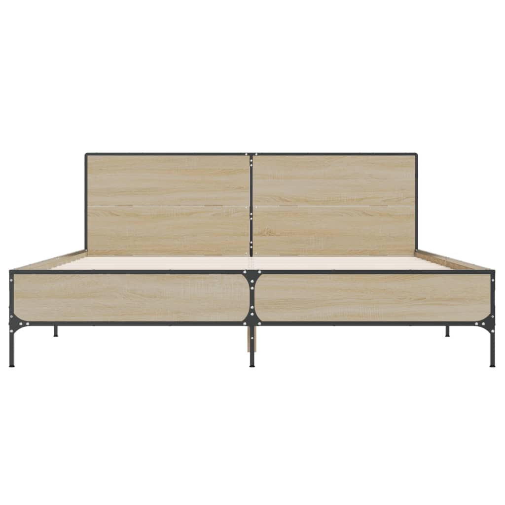 Bedframe bewerkt hout metaal sonoma eikenkleurig 90x190 cm Bedden & bedframes | Creëer jouw Trendy Thuis | Gratis bezorgd & Retour | Trendy.nl