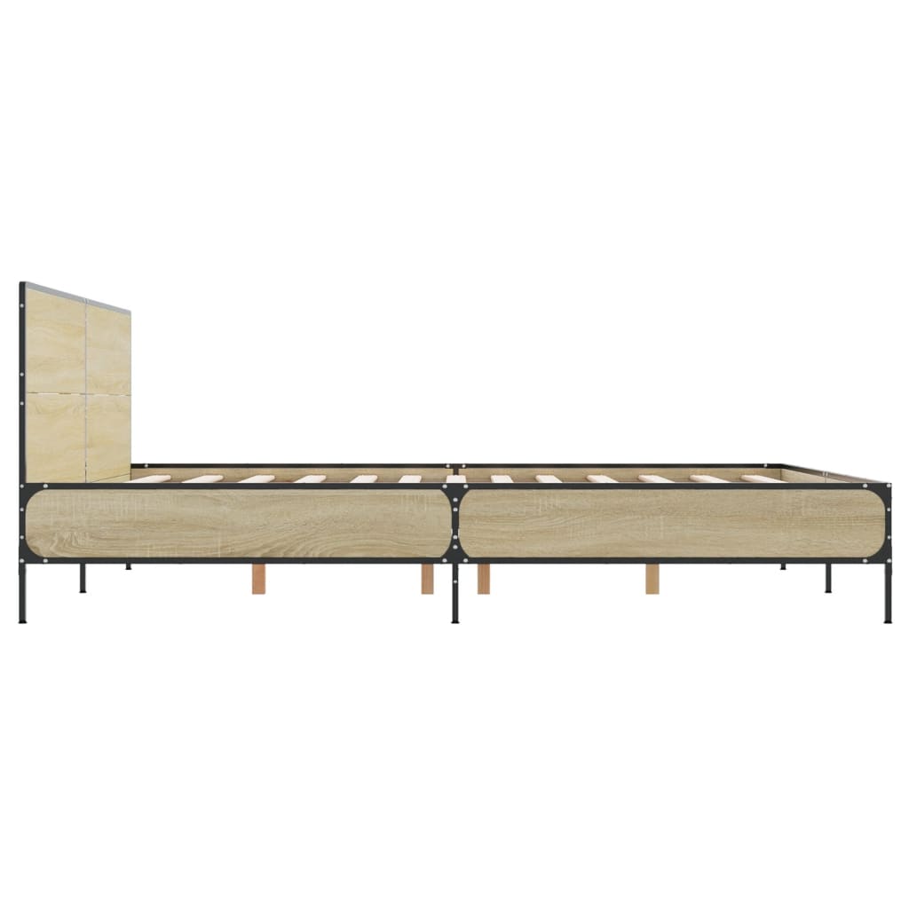 Bedframe bewerkt hout metaal sonoma eikenkleurig 90x190 cm Bedden & bedframes | Creëer jouw Trendy Thuis | Gratis bezorgd & Retour | Trendy.nl