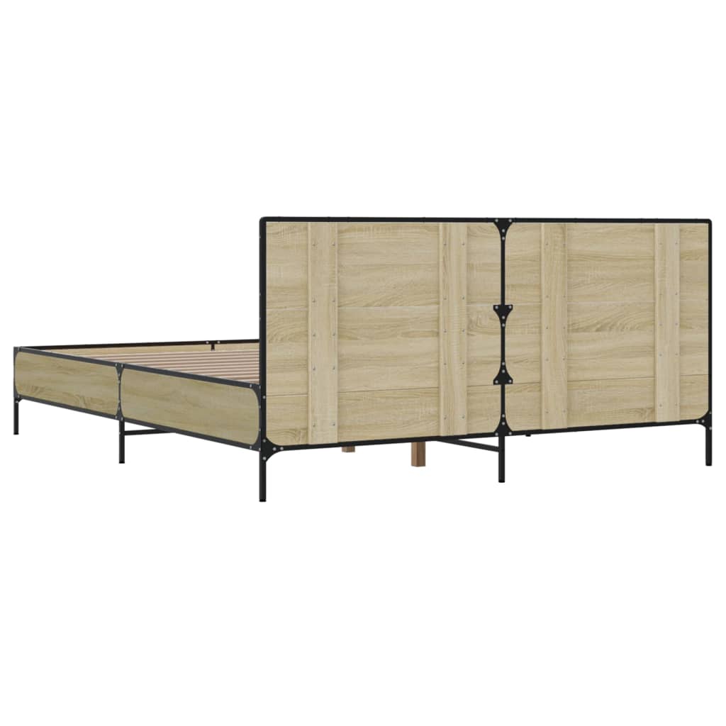 Bedframe bewerkt hout metaal sonoma eikenkleurig 90x190 cm Bedden & bedframes | Creëer jouw Trendy Thuis | Gratis bezorgd & Retour | Trendy.nl