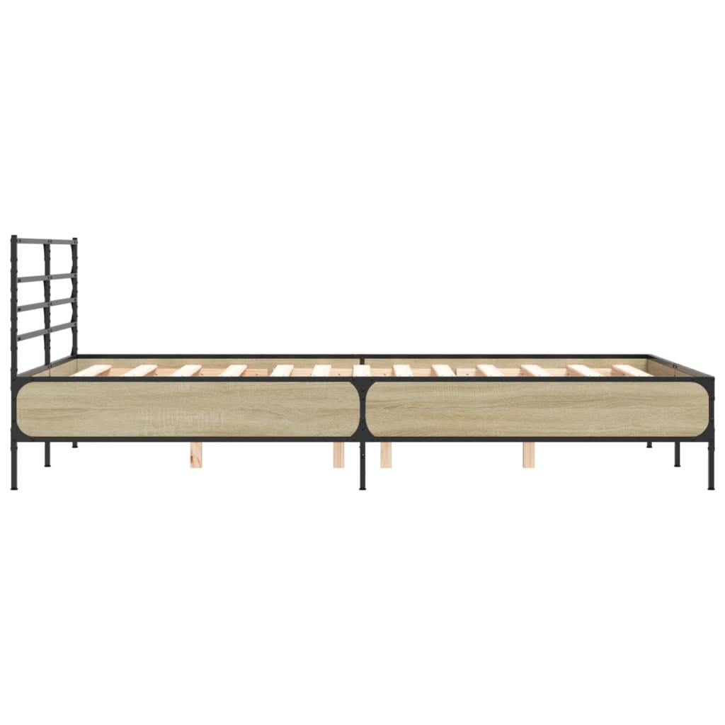 Bedframe bewerkt hout metaal sonoma eikenkleurig 90x190 cm Bedden & bedframes | Creëer jouw Trendy Thuis | Gratis bezorgd & Retour | Trendy.nl