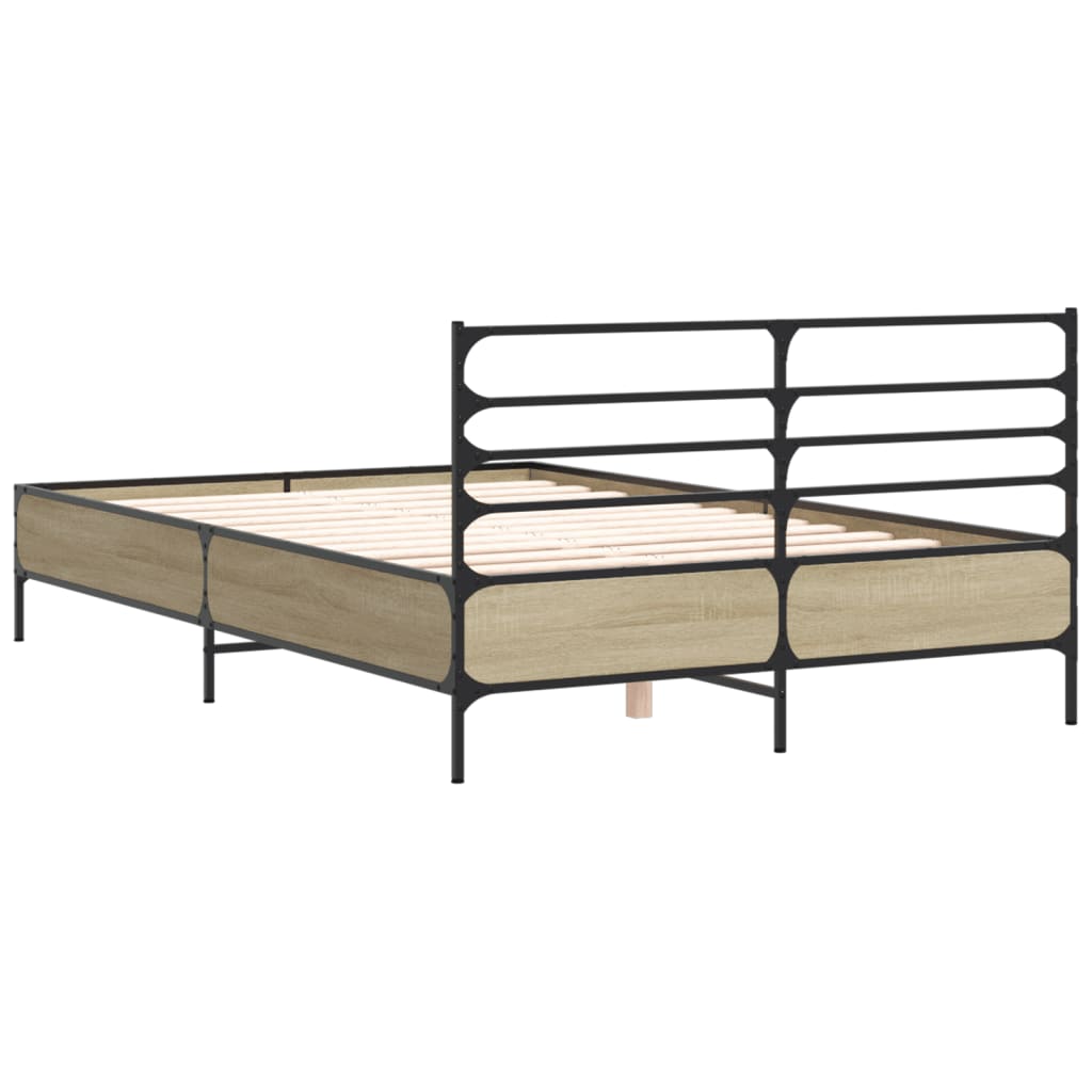 Bedframe bewerkt hout metaal sonoma eikenkleurig 90x190 cm Bedden & bedframes | Creëer jouw Trendy Thuis | Gratis bezorgd & Retour | Trendy.nl