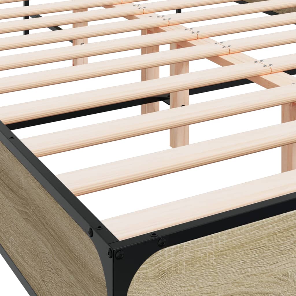 Bedframe bewerkt hout metaal sonoma eikenkleurig 90x190 cm Bedden & bedframes | Creëer jouw Trendy Thuis | Gratis bezorgd & Retour | Trendy.nl