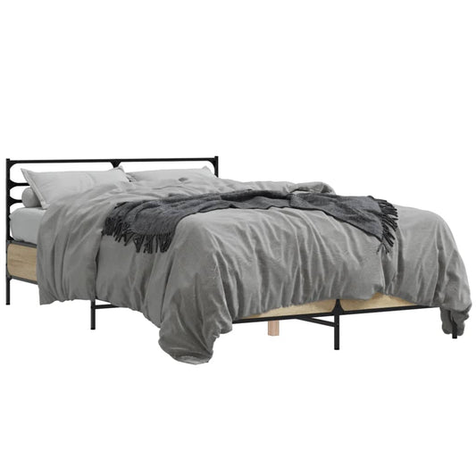 Bedframe bewerkt hout metaal sonoma eikenkleurig 90x190 cm Bedden & bedframes | Creëer jouw Trendy Thuis | Gratis bezorgd & Retour | Trendy.nl