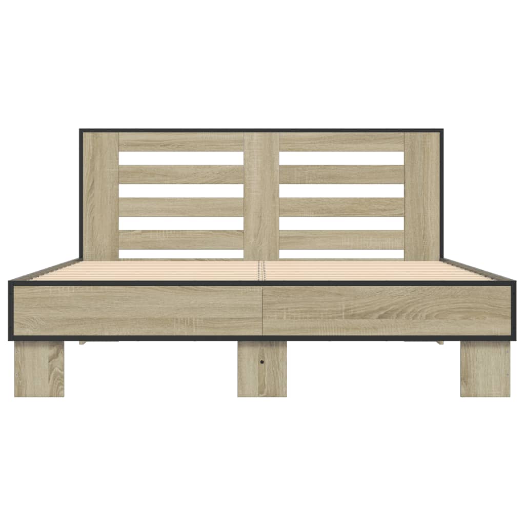 Bedframe bewerkt hout metaal sonoma eikenkleurig 90x190 cm Bedden & bedframes | Creëer jouw Trendy Thuis | Gratis bezorgd & Retour | Trendy.nl