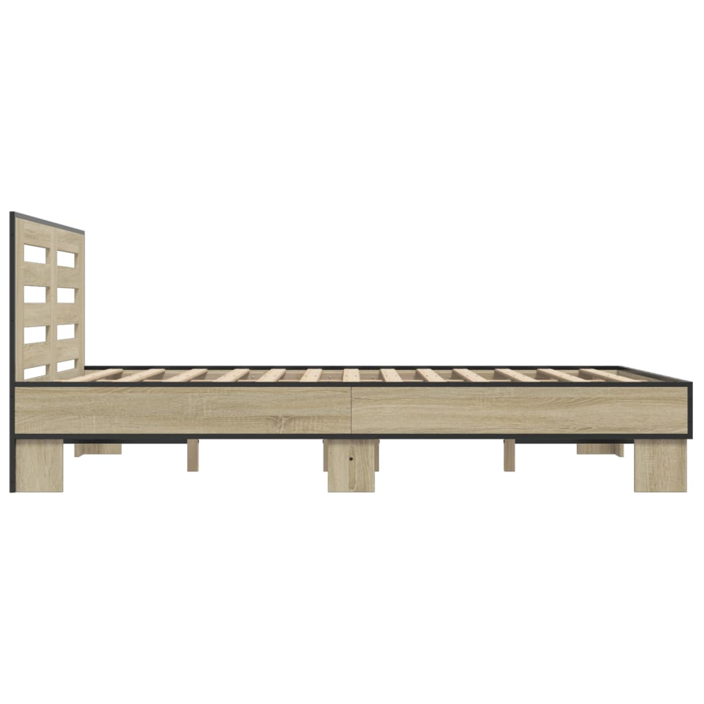 Bedframe bewerkt hout metaal sonoma eikenkleurig 90x190 cm Bedden & bedframes | Creëer jouw Trendy Thuis | Gratis bezorgd & Retour | Trendy.nl