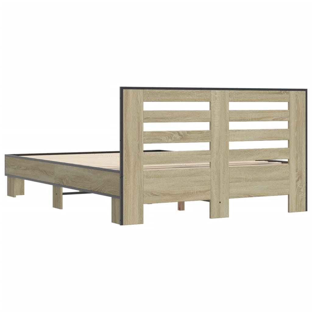 Bedframe bewerkt hout metaal sonoma eikenkleurig 90x190 cm Bedden & bedframes | Creëer jouw Trendy Thuis | Gratis bezorgd & Retour | Trendy.nl