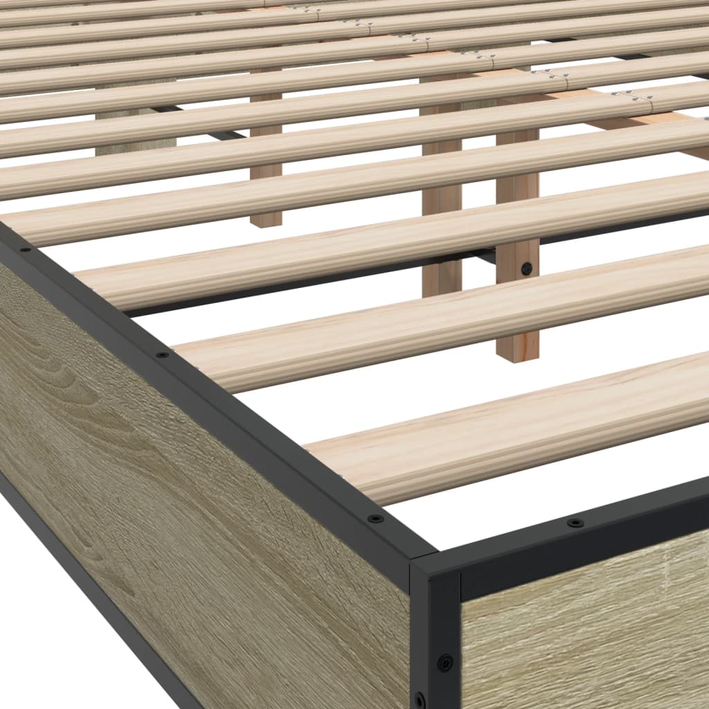 Bedframe bewerkt hout metaal sonoma eikenkleurig 90x190 cm Bedden & bedframes | Creëer jouw Trendy Thuis | Gratis bezorgd & Retour | Trendy.nl