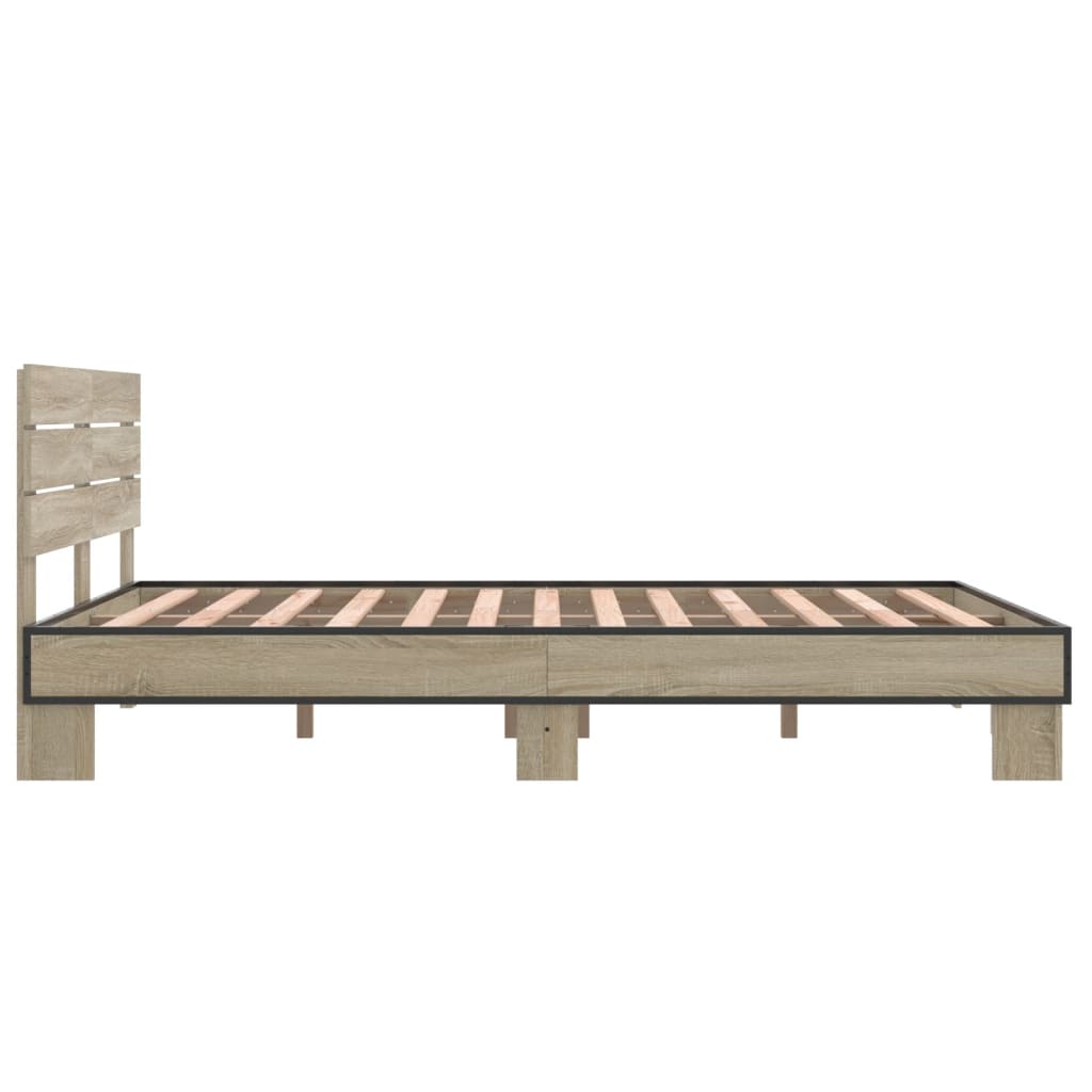 Bedframe bewerkt hout metaal sonoma eikenkleurig 90x190 cm Bedden & bedframes | Creëer jouw Trendy Thuis | Gratis bezorgd & Retour | Trendy.nl