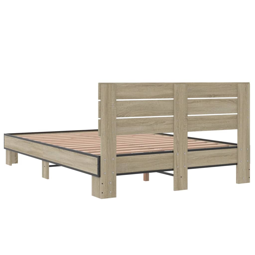 Bedframe bewerkt hout metaal sonoma eikenkleurig 90x190 cm Bedden & bedframes | Creëer jouw Trendy Thuis | Gratis bezorgd & Retour | Trendy.nl