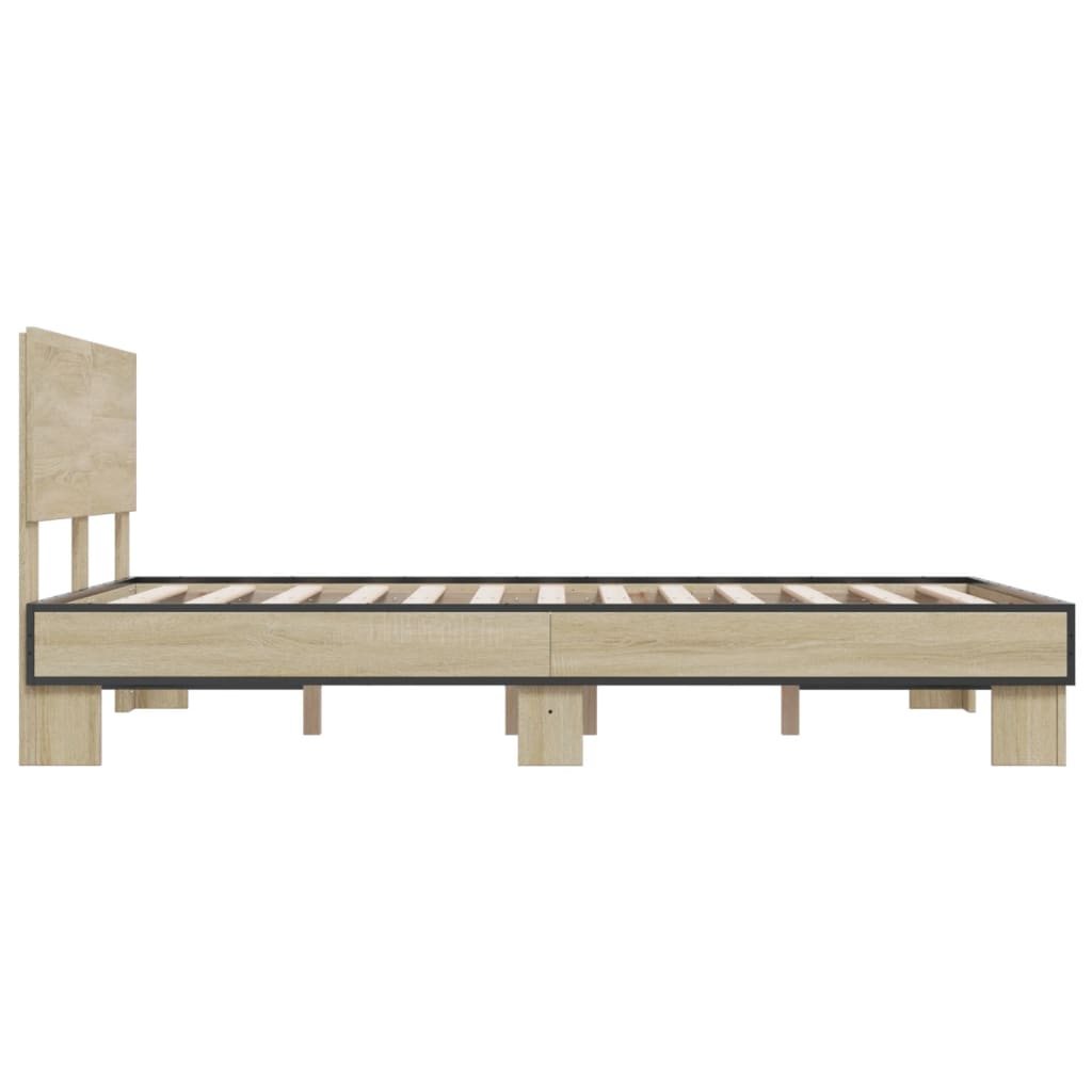 Bedframe bewerkt hout metaal sonoma eikenkleurig 90x190 cm Bedden & bedframes | Creëer jouw Trendy Thuis | Gratis bezorgd & Retour | Trendy.nl