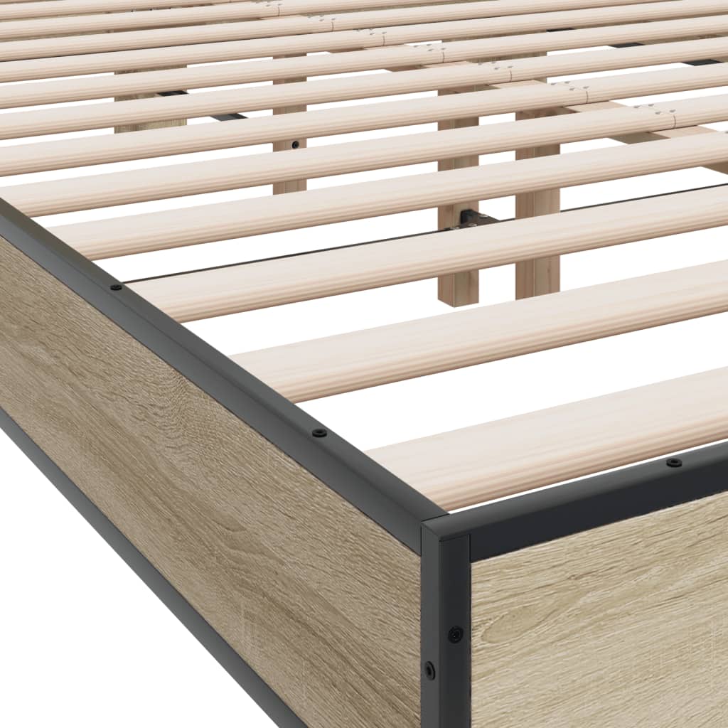 Bedframe bewerkt hout metaal sonoma eikenkleurig 90x190 cm Bedden & bedframes | Creëer jouw Trendy Thuis | Gratis bezorgd & Retour | Trendy.nl