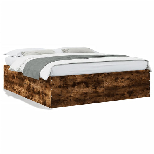 Bedframe bewerkt hout gerookt eikenkleurig 180x200 cm Bedden & bedframes | Creëer jouw Trendy Thuis | Gratis bezorgd & Retour | Trendy.nl