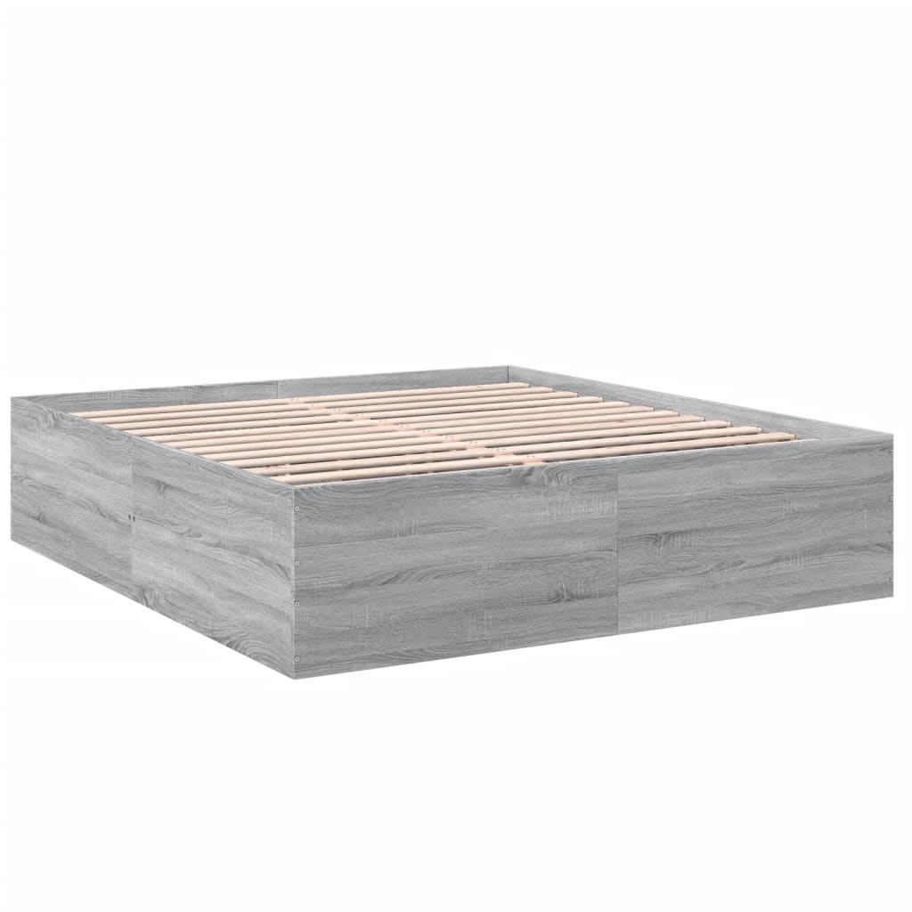 Bedframe bewerkt hout grijs sonoma eikenkleurig 180x200 cm Bedden & bedframes | Creëer jouw Trendy Thuis | Gratis bezorgd & Retour | Trendy.nl