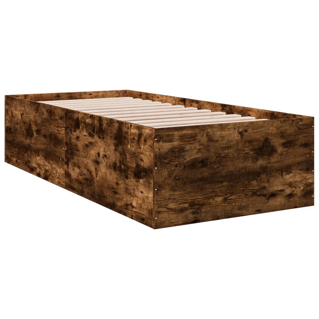 Bedframe bewerkt hout gerookt eikenkleurig 100x200 cm Bedden & bedframes | Creëer jouw Trendy Thuis | Gratis bezorgd & Retour | Trendy.nl