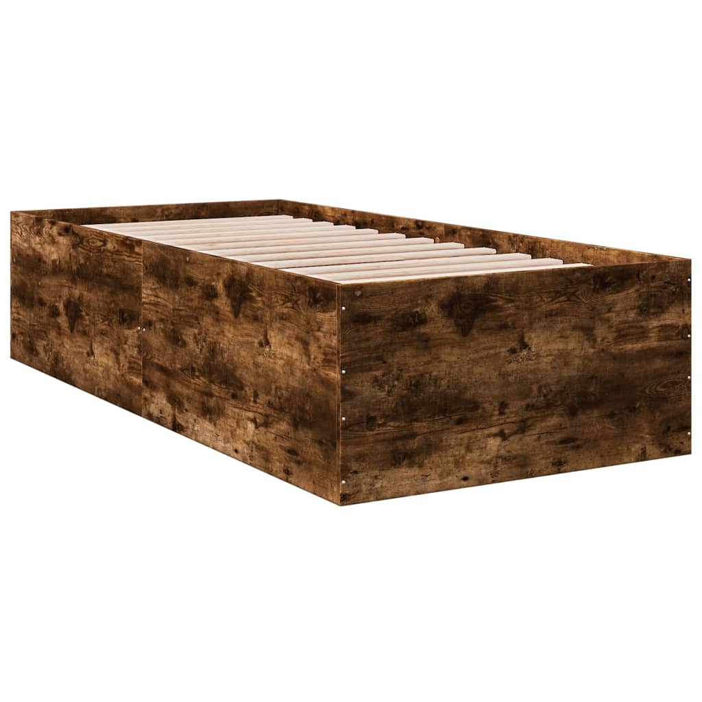 Bedframe bewerkt hout gerookt eikenkleurig 100x200 cm Bedden & bedframes | Creëer jouw Trendy Thuis | Gratis bezorgd & Retour | Trendy.nl