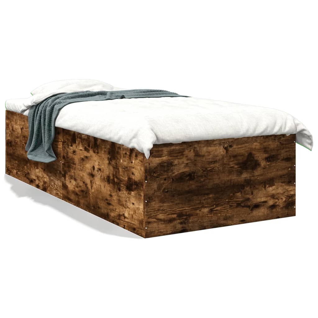 Bedframe bewerkt hout gerookt eikenkleurig 100x200 cm Bedden & bedframes | Creëer jouw Trendy Thuis | Gratis bezorgd & Retour | Trendy.nl