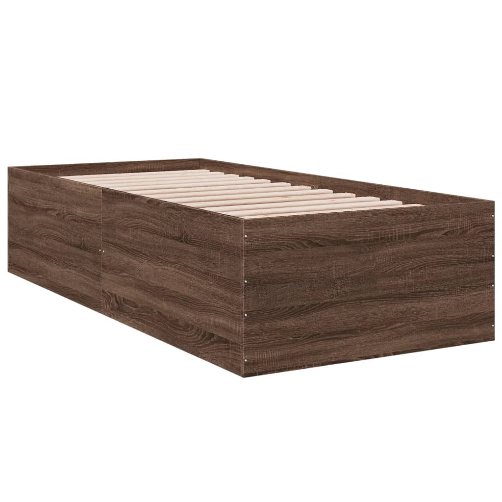 Bedframe bewerkt hout bruin eikenkleur 100x200 cm Bedden & bedframes | Creëer jouw Trendy Thuis | Gratis bezorgd & Retour | Trendy.nl