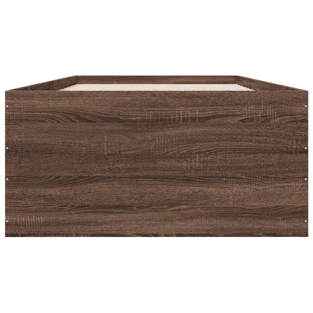 Bedframe bewerkt hout bruin eikenkleur 100x200 cm Bedden & bedframes | Creëer jouw Trendy Thuis | Gratis bezorgd & Retour | Trendy.nl