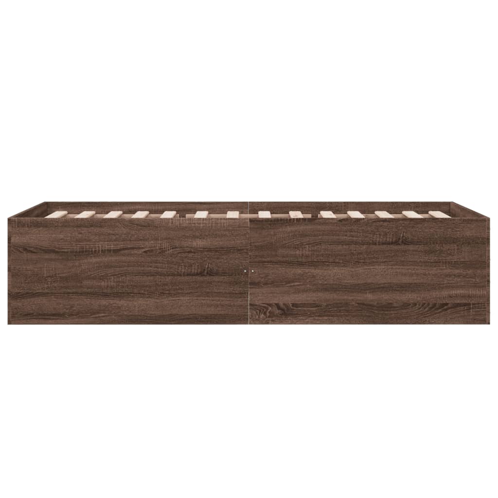 Bedframe bewerkt hout bruin eikenkleur 100x200 cm Bedden & bedframes | Creëer jouw Trendy Thuis | Gratis bezorgd & Retour | Trendy.nl