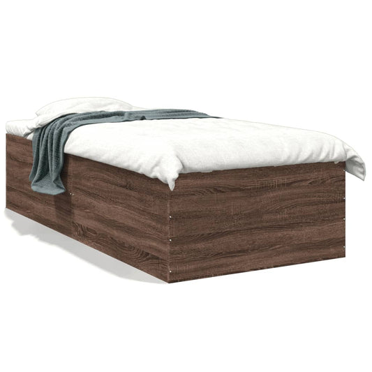 Bedframe bewerkt hout bruin eikenkleur 100x200 cm Bedden & bedframes | Creëer jouw Trendy Thuis | Gratis bezorgd & Retour | Trendy.nl