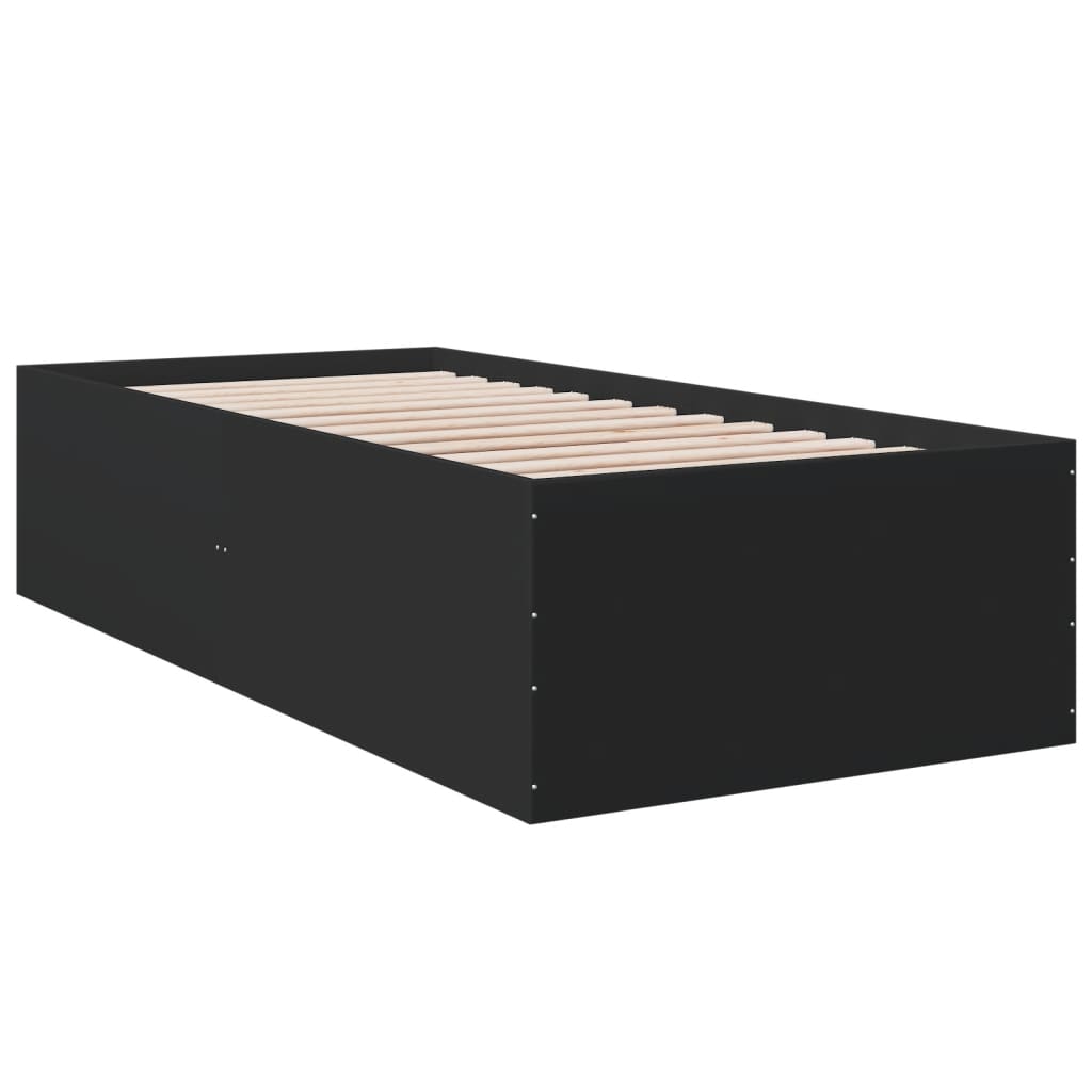 Bedframe bewerkt hout zwart 90x190 cm Bedden & bedframes | Creëer jouw Trendy Thuis | Gratis bezorgd & Retour | Trendy.nl