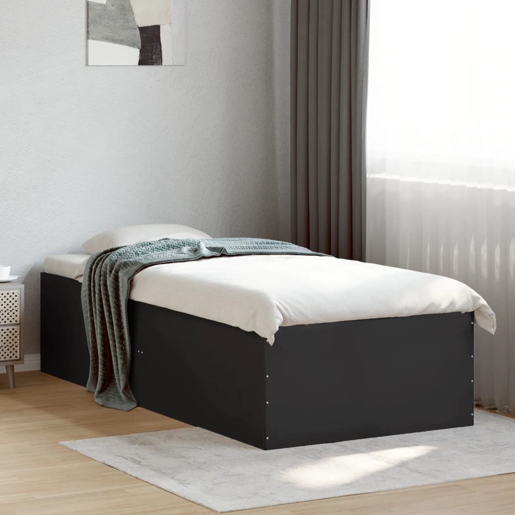 Bedframe bewerkt hout zwart 90x190 cm Bedden & bedframes | Creëer jouw Trendy Thuis | Gratis bezorgd & Retour | Trendy.nl