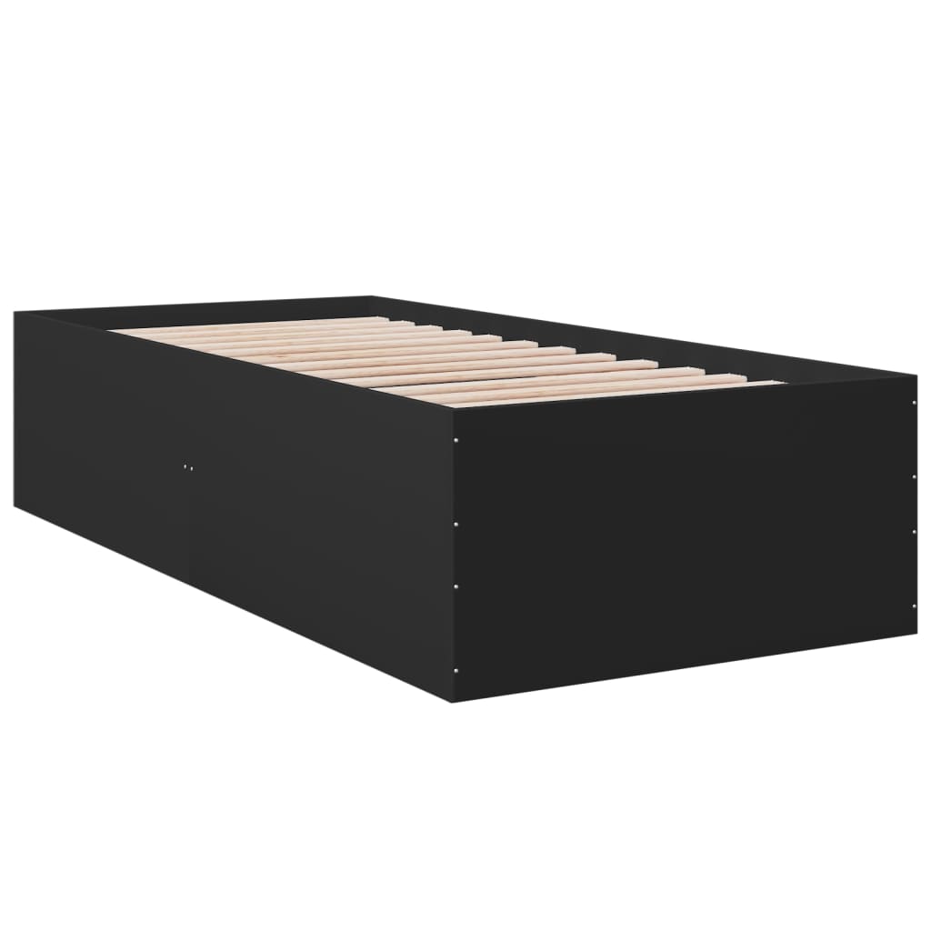 Bedframe bewerkt hout zwart 90x190 cm Bedden & bedframes | Creëer jouw Trendy Thuis | Gratis bezorgd & Retour | Trendy.nl