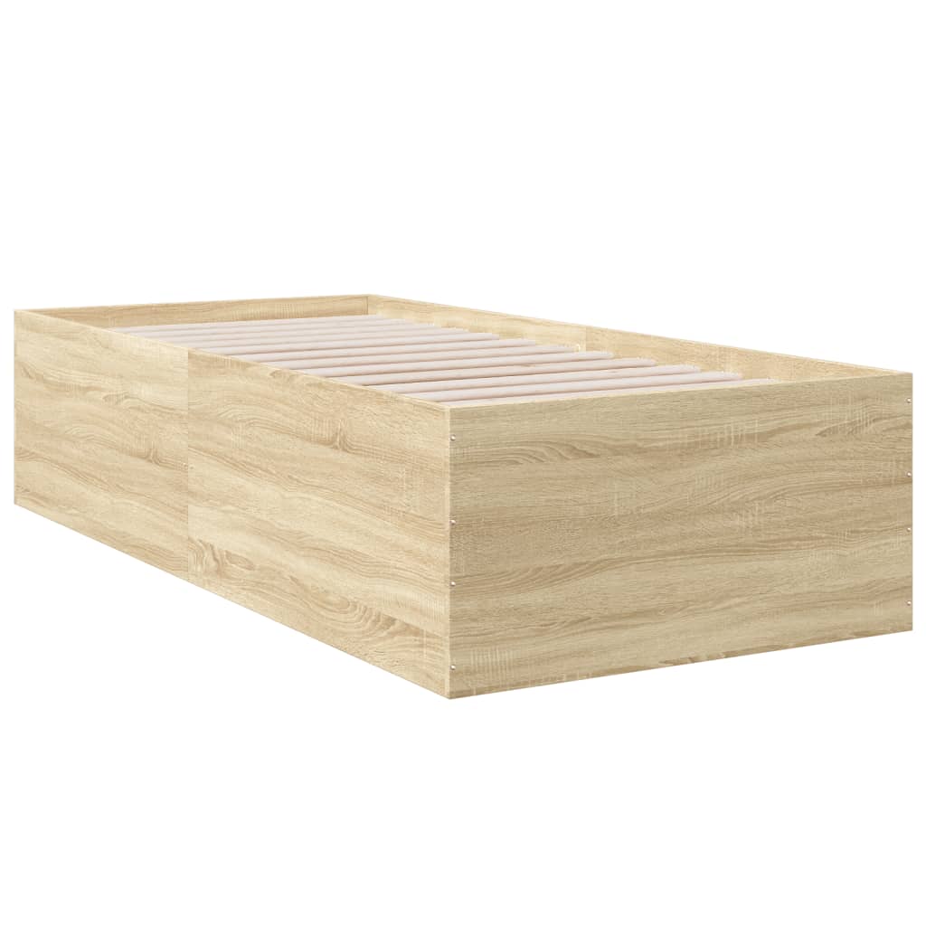 Bedframe bewerkt hout sonoma eikenkleurig 90x190 cm Bedden & bedframes | Creëer jouw Trendy Thuis | Gratis bezorgd & Retour | Trendy.nl