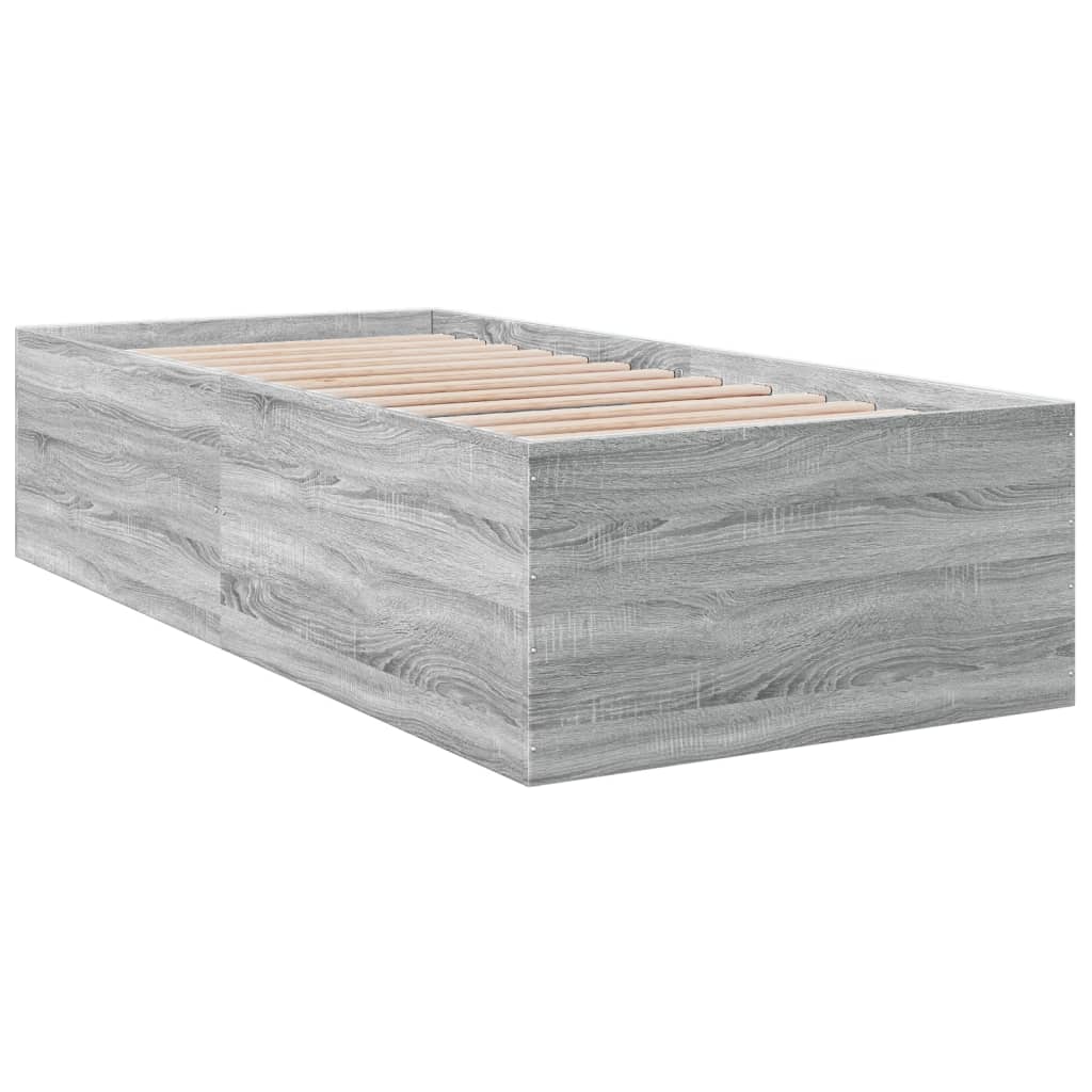 Bedframe bewerkt hout grijs sonoma eikenkleurig 90x190 cm Bedden & bedframes | Creëer jouw Trendy Thuis | Gratis bezorgd & Retour | Trendy.nl